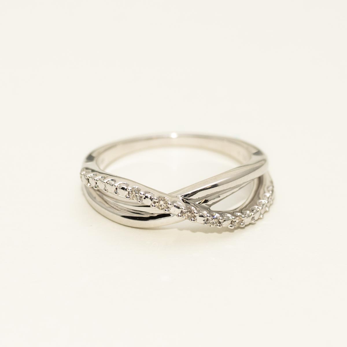 Criss Cross Fashion Ring in Sterling Silver with Diamonds (1/20ct tw)