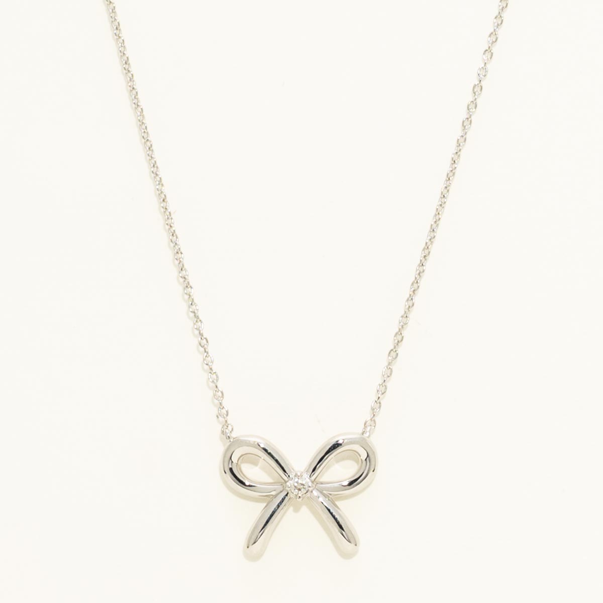 Bow Necklace in Sterling Silver with Diamonds