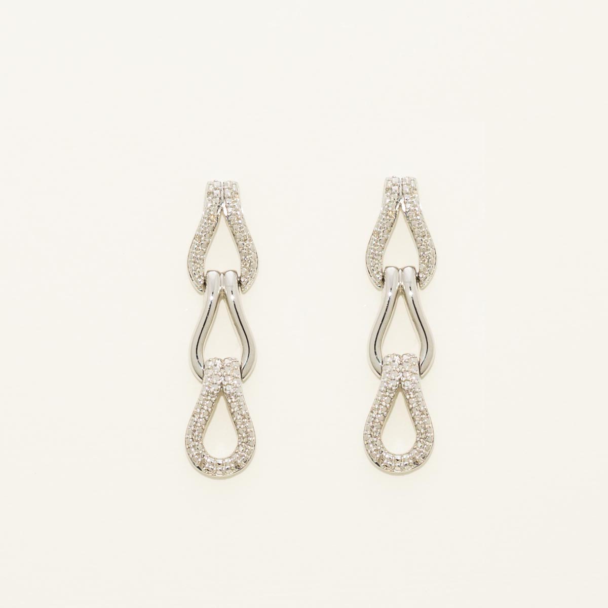Bold Knot Drop Earrings in Sterling Silver with Diamonds (1/10ct tw)