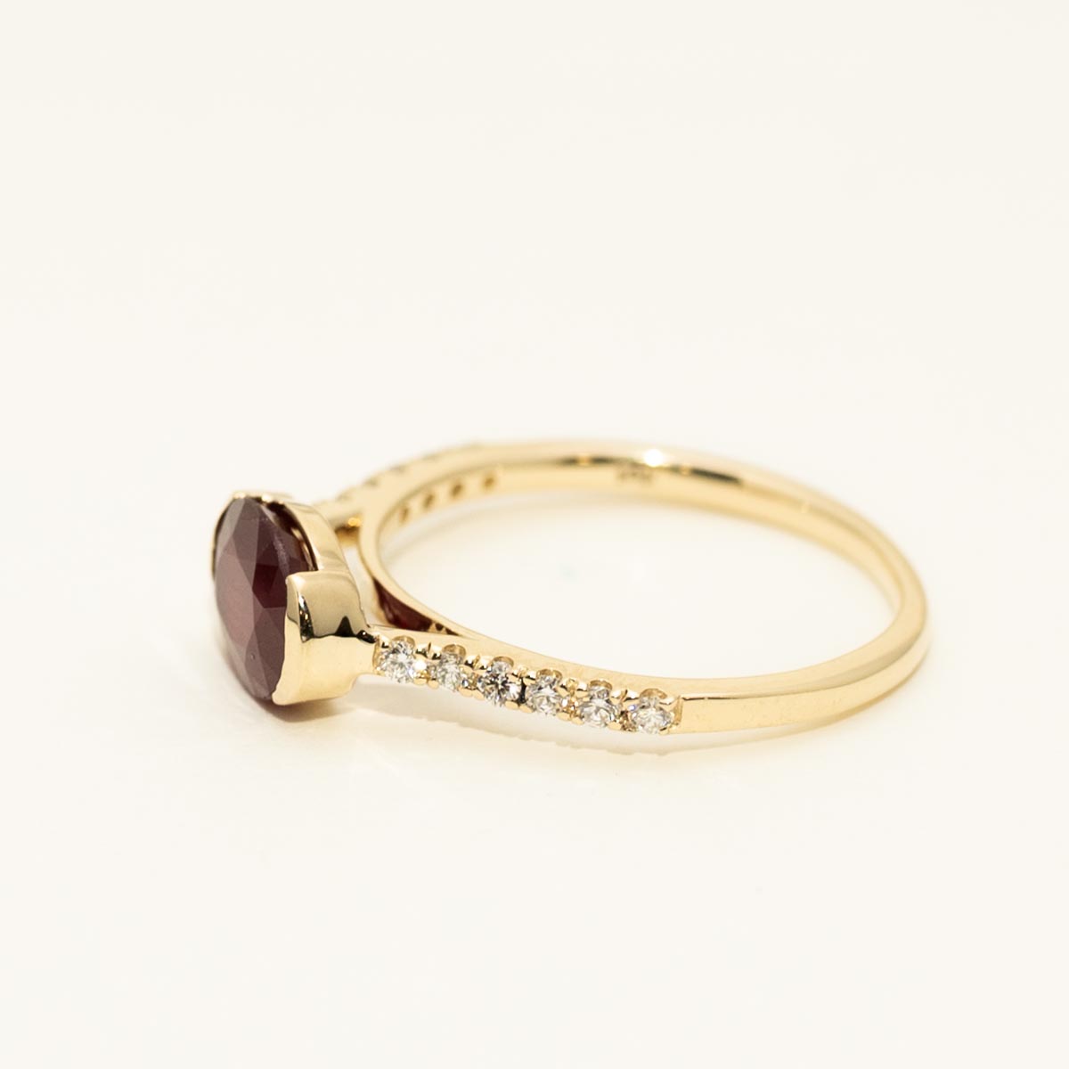 Oval Ruby East West Ring in 14kt Yellow Gold with Diamonds (1/7ct tw)