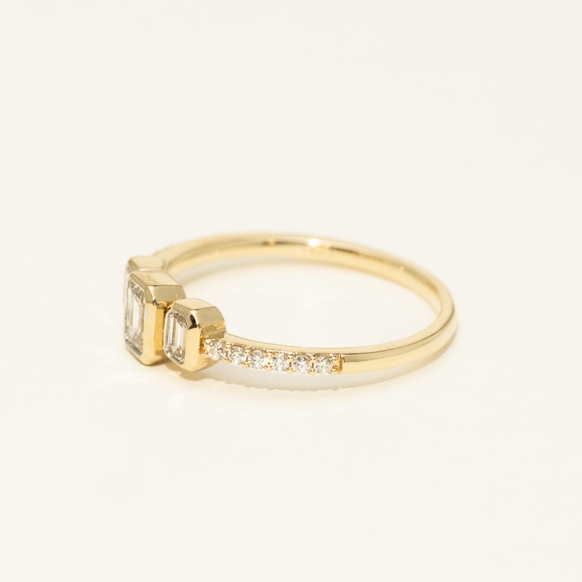 Emerald Cut Diamond Three Stone Fashion Ring in 14kt Yellow Gold (1/2ct tw)