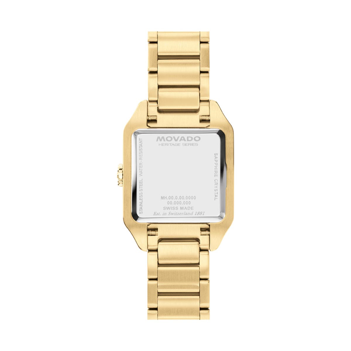 Movado Heritage Watch with White Dial and Yellow Stainless Steel Bracelet with Lab Grown Diamond Bezel (25 x 34.1mm and quartz movement)