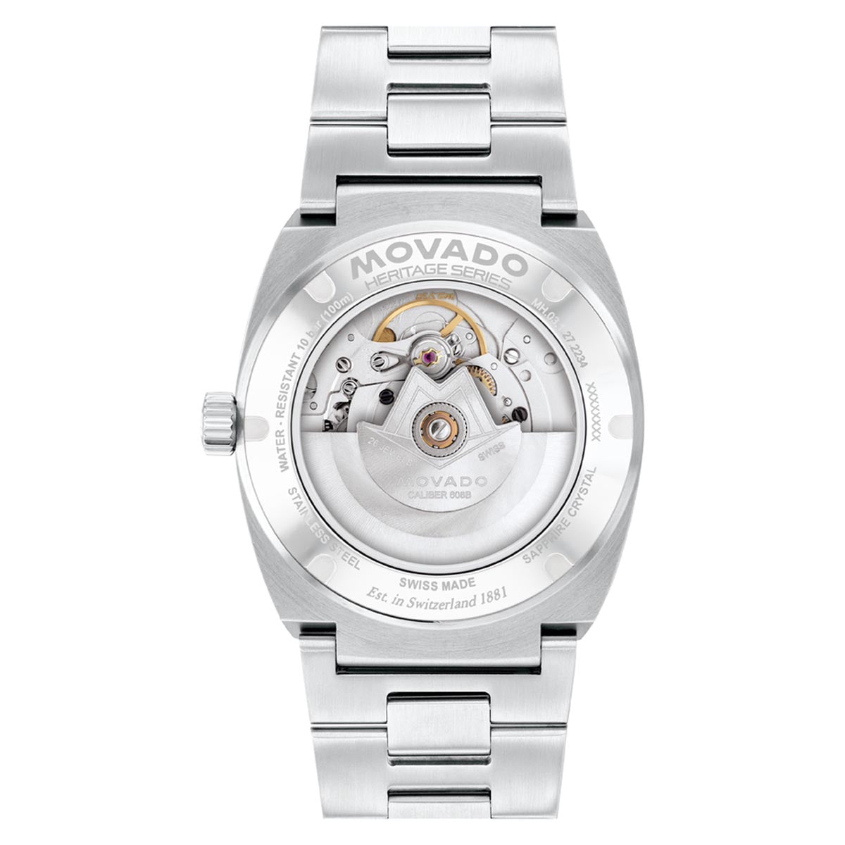 Movado Heritage Ondoplan Watch with Blue Dial and Stainless Steel Bracelet (39mm and automatic movement)