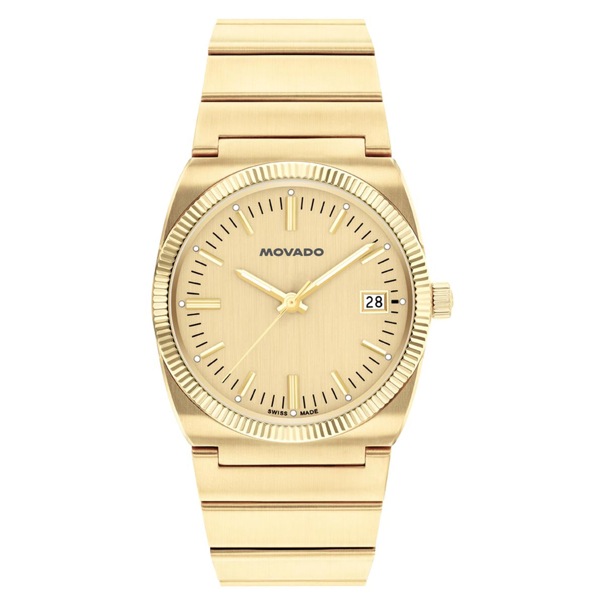 Movado Heritage Ondoplan Watch with Yellow Dial and Yellow Stainless Steel Bracelet (36mm and quartz movement)