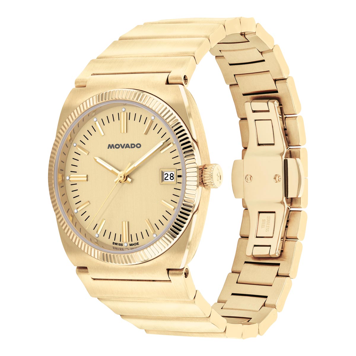 Movado Heritage Ondoplan Watch with Yellow Dial and Yellow Stainless Steel Bracelet (36mm and quartz movement)