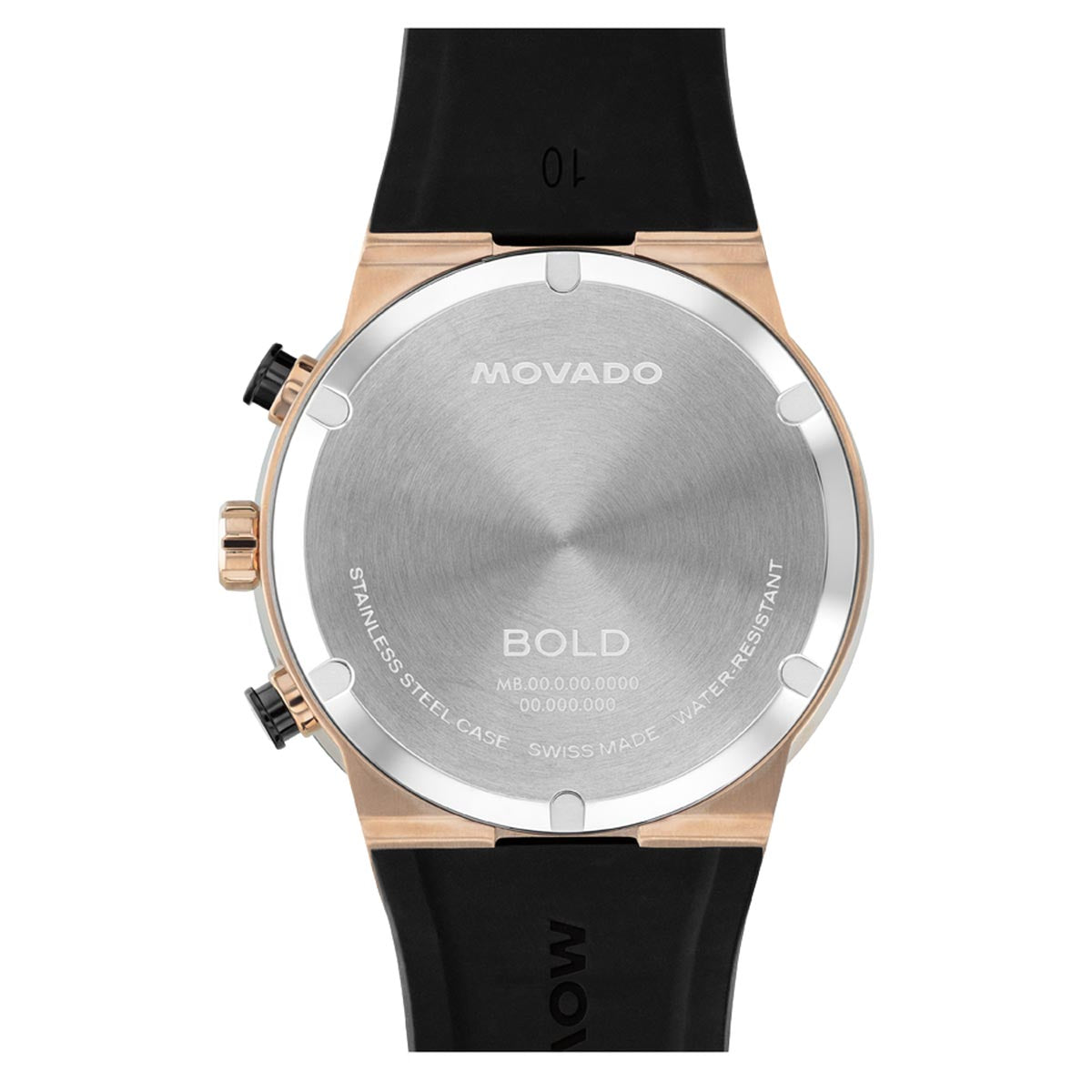 Movado Bold Fusion Chronograph Watch with Maroon Dial and Black Silicone Strap (44mm and quartz movement)