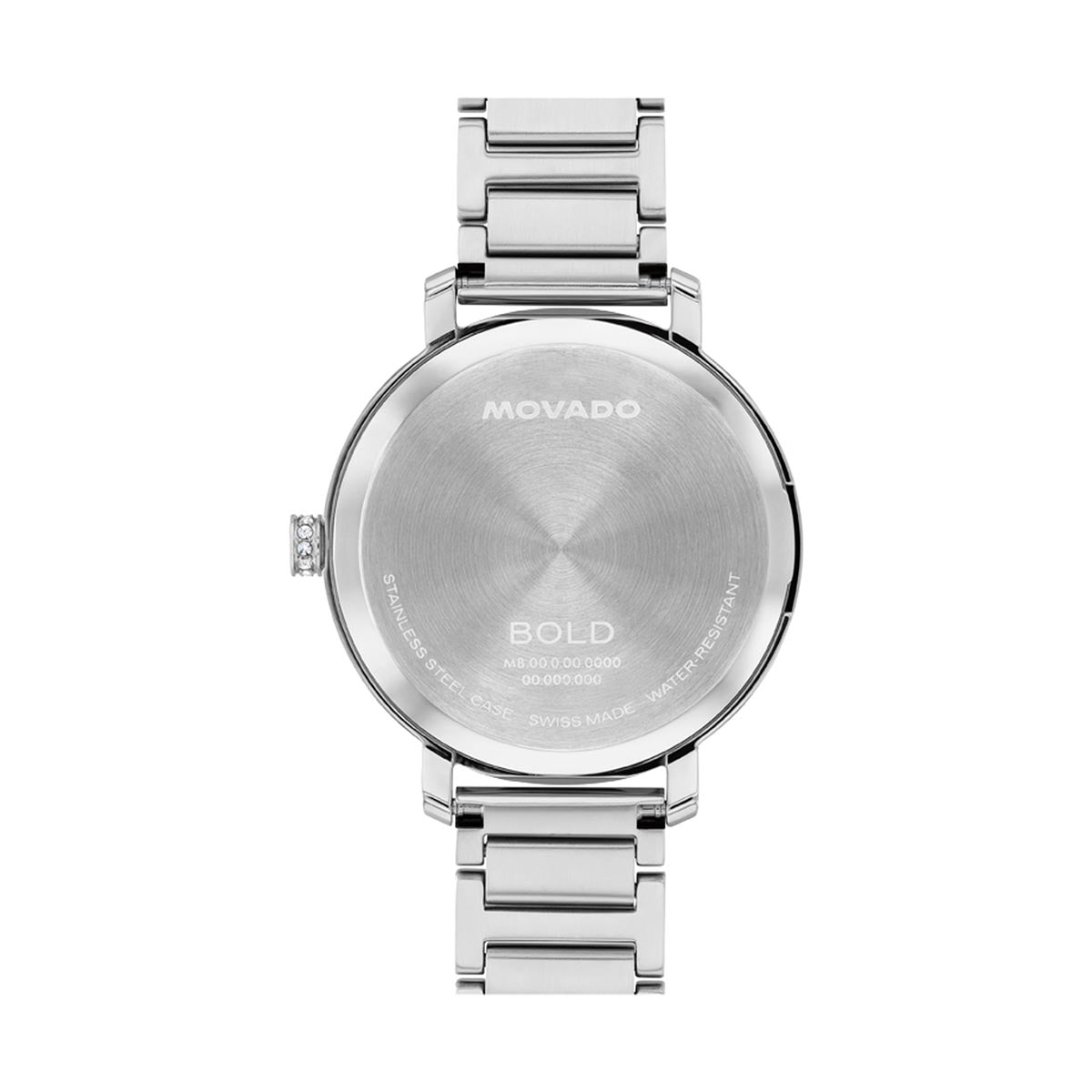 Movado Bold Evolution Watch with White Dial and Stainless Steel Bracelet (34mm and quartz movement)