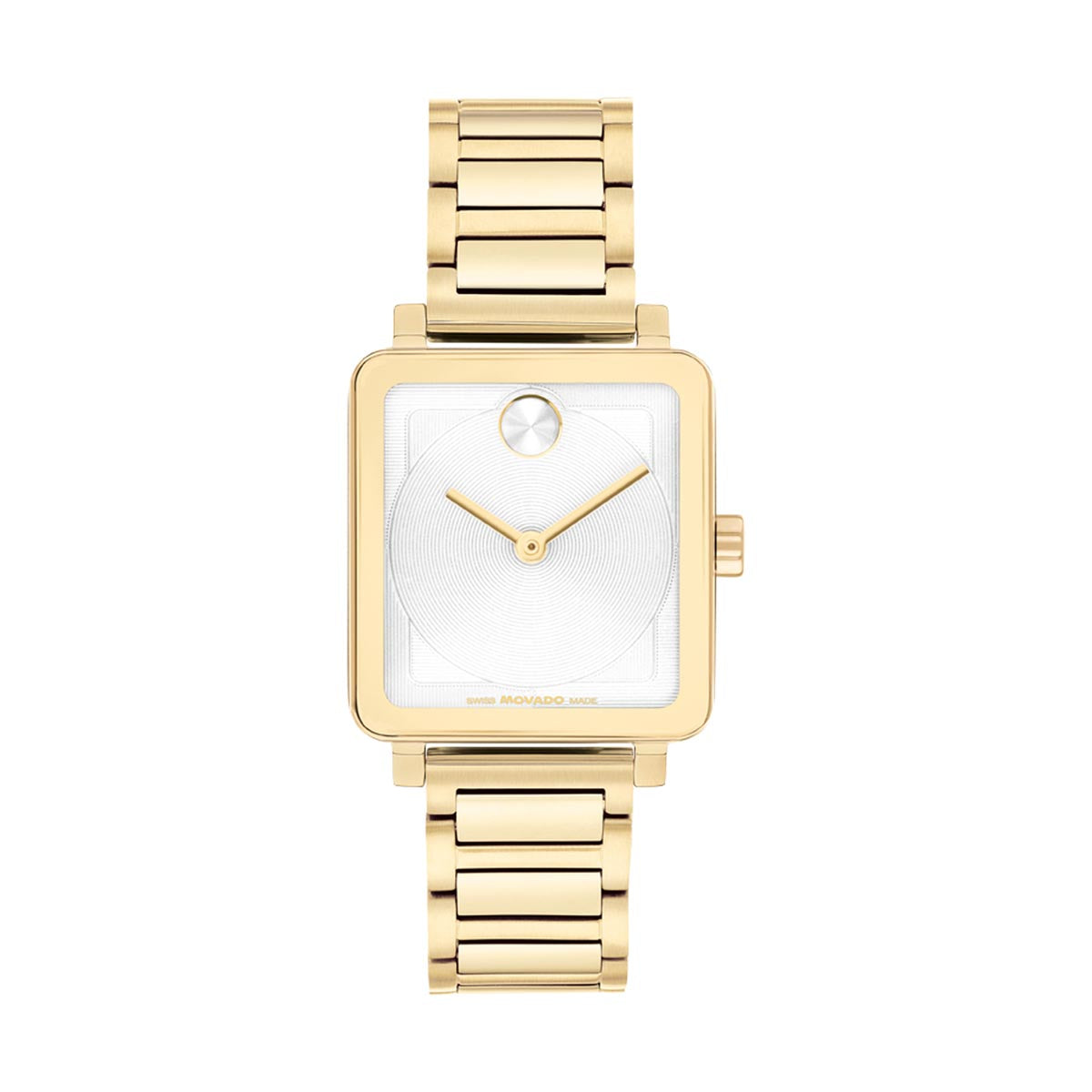 Movado Bold Evolution Watch with White Dial and Yellow Stainless Steel Bracelet ( 28x26mm and quartz movement)