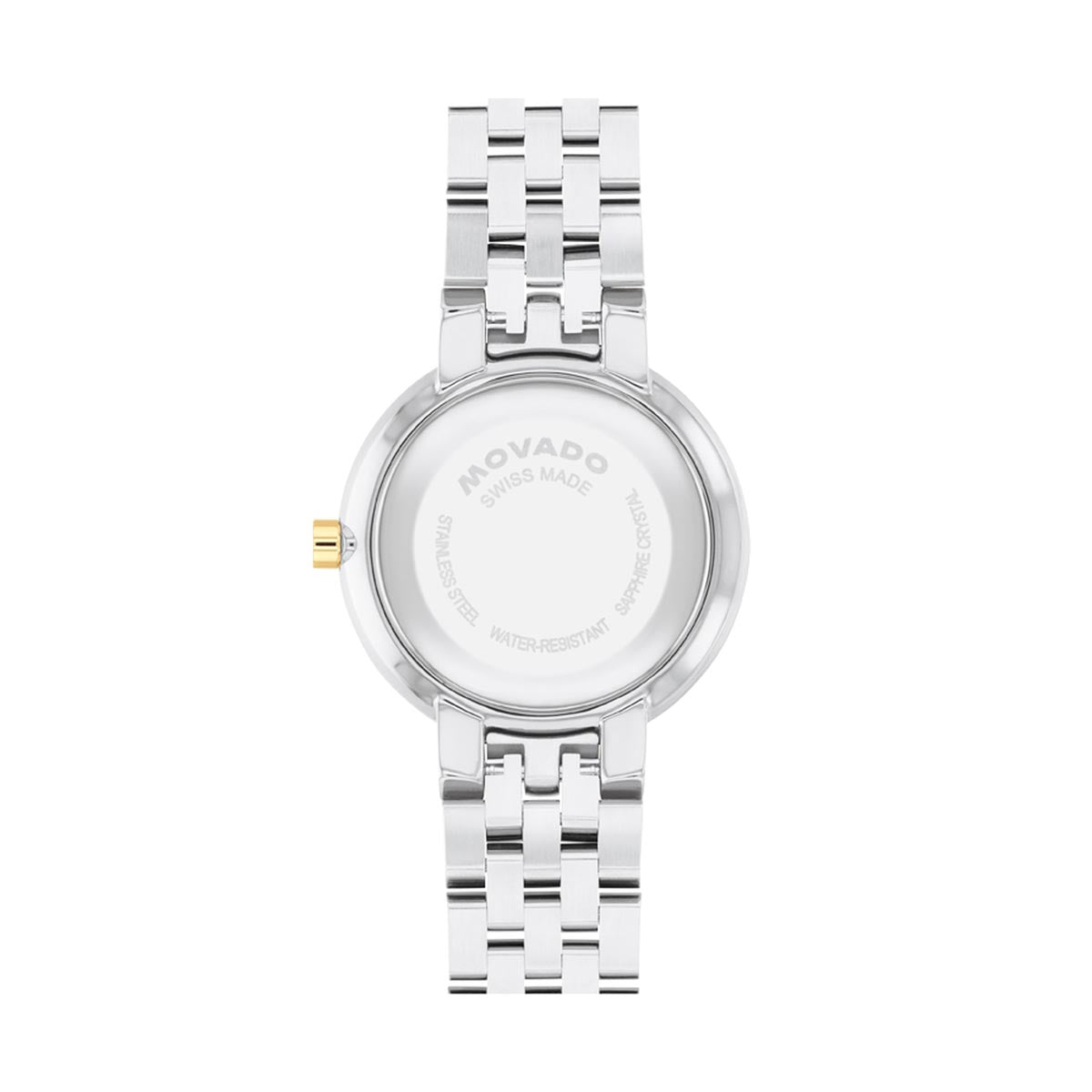 Movado Museum Classic Watch with White Dial and White and Yellow Stainless Steel Bracelet with Lab Grown Diamond Bezel (29.5mm and quartz movement)
