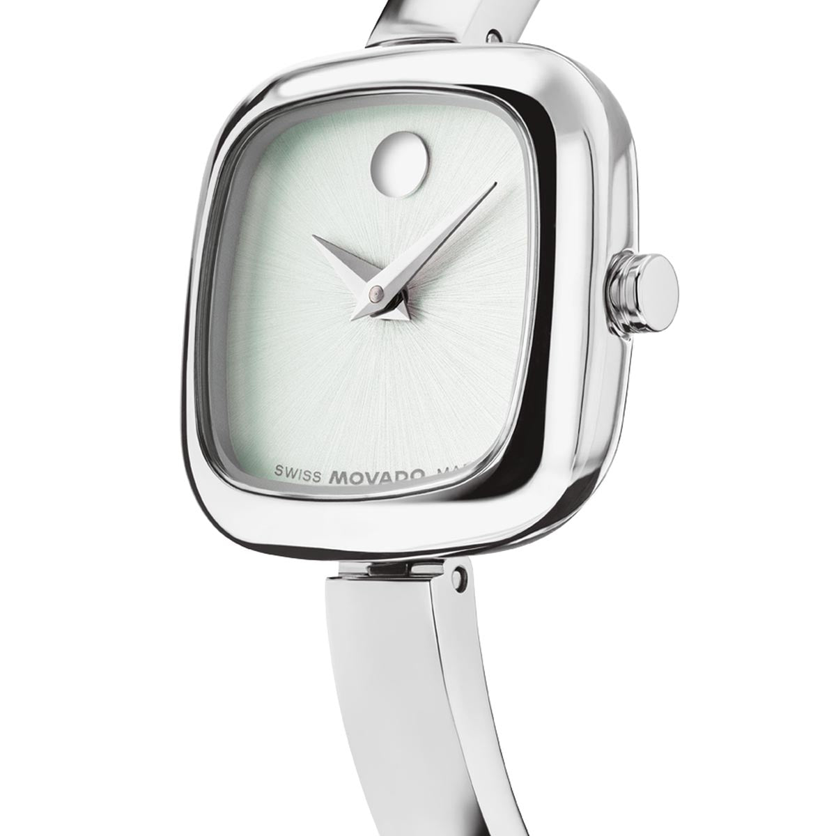 Movado Museum Bangle Watch with Light Sage Green Dial and Stainless Steel Bracelet (21.5mm and quartz movement)