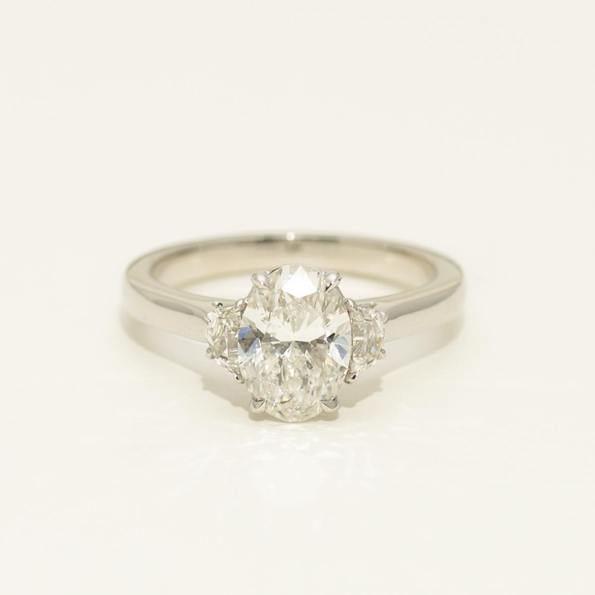 Oval and Cadillac Diamond Three Stone Engagement Ring in Platinum (1 3/4ct tw)