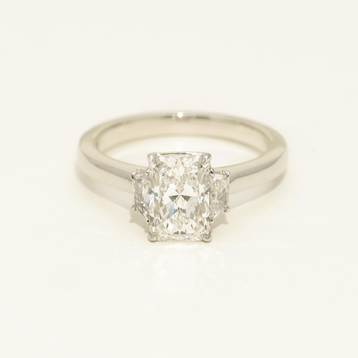 Radiant and Trapezoid Diamond Engagement Ring in Platinum (1 3/4ct tw)