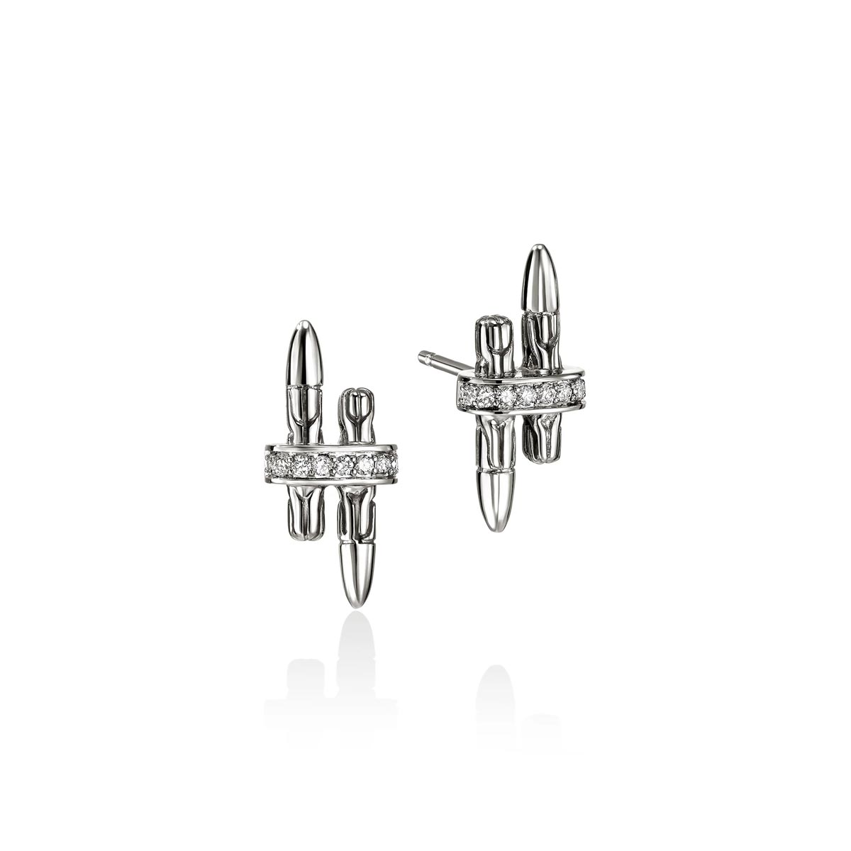 John Hardy Spear Diamond Pave Earrings in Sterling Silver (1/10ct tw)