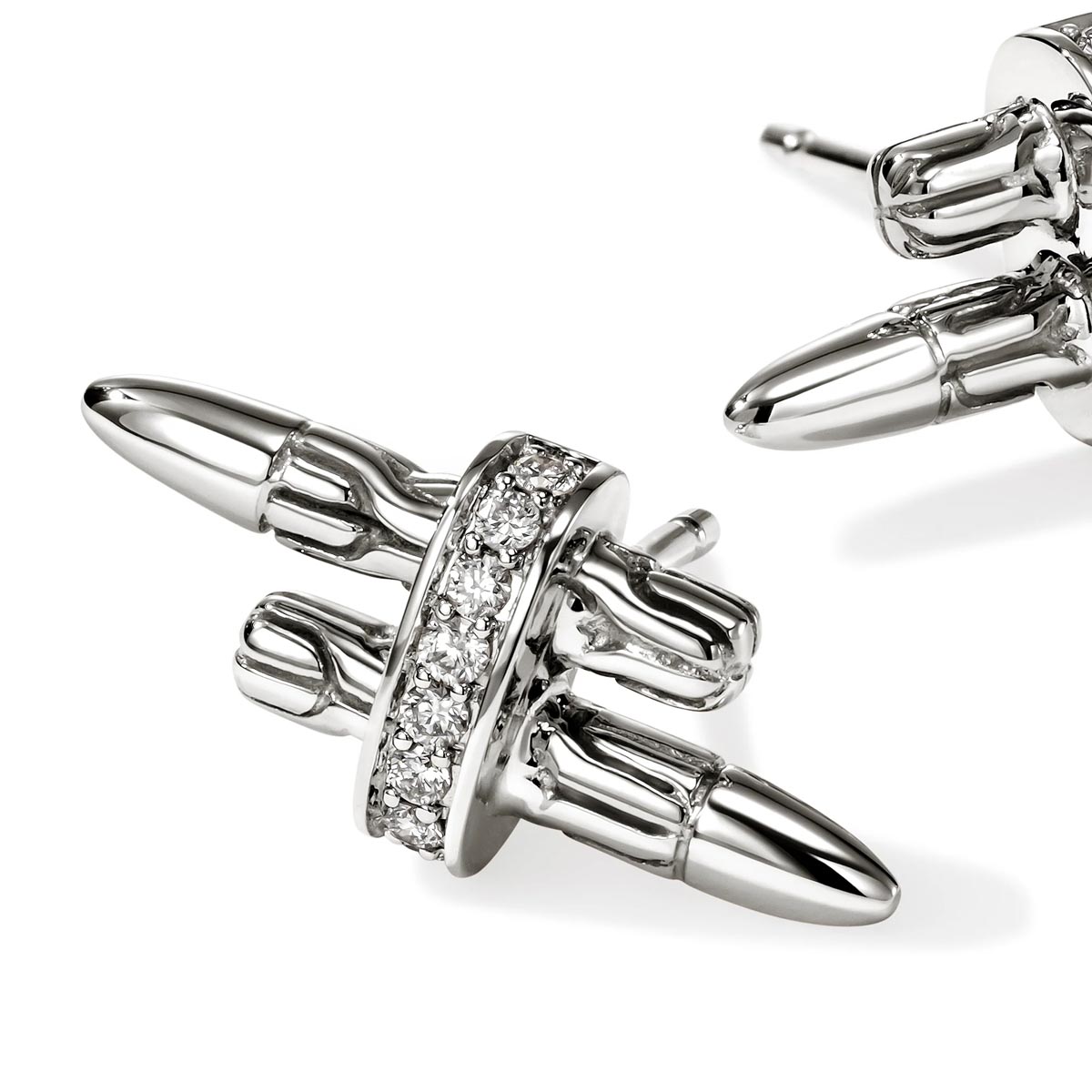 John Hardy Spear Diamond Pave Earrings in Sterling Silver (1/10ct tw)