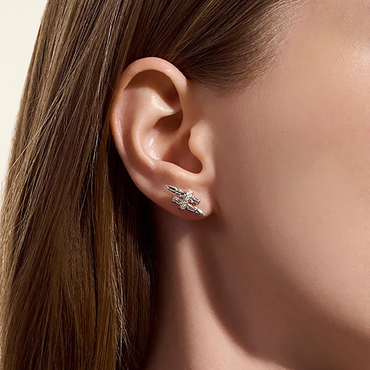 John Hardy Spear Diamond Pave Earrings in Sterling Silver (1/10ct tw)