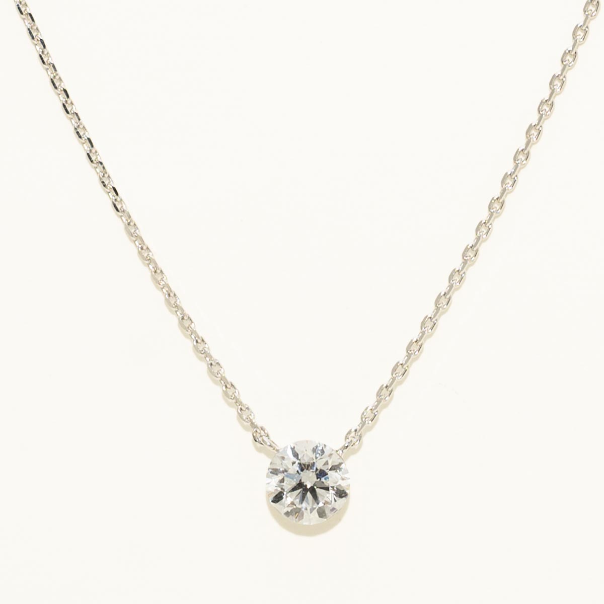 Lab Grown Diamond Solitaire Necklace in 14kt White Gold (1ct tw)