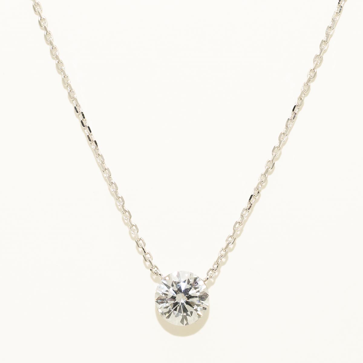 Lab Grown Diamond Solitaire Necklace in 14kt White Gold (2ct tw)