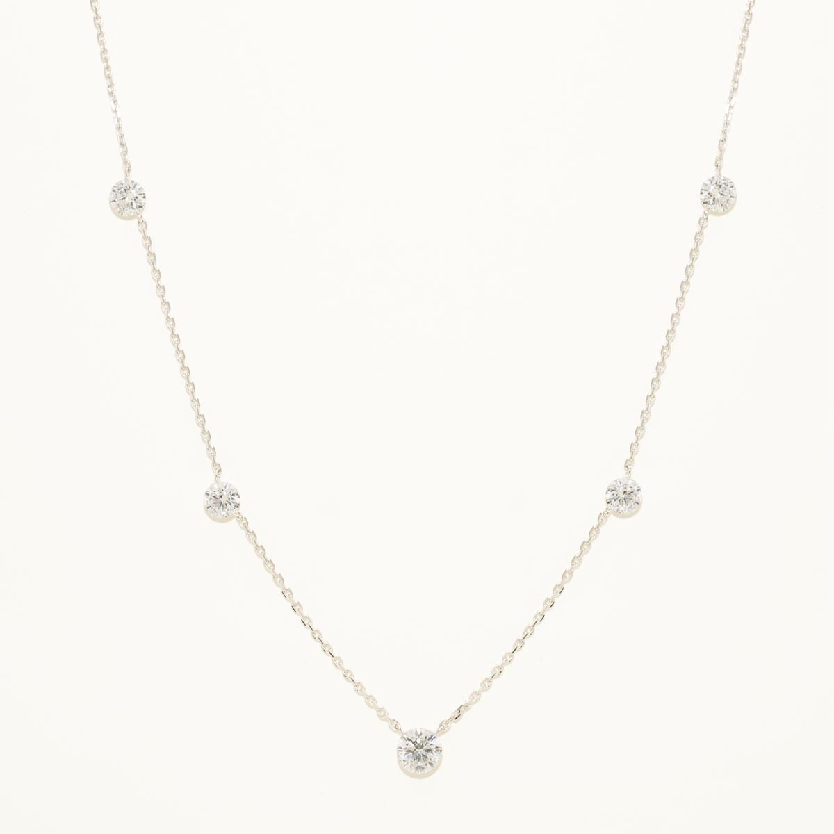 Lab Grown Diamonds by the Yard Stationary Necklace in 14kt White Gold (3ct tw)
