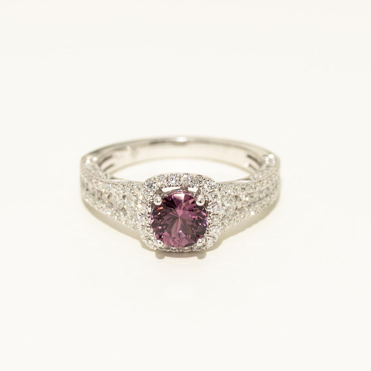 Pink Spinel Halo Ring in 14kt White Gold with Diamonds (0.81ct tw)