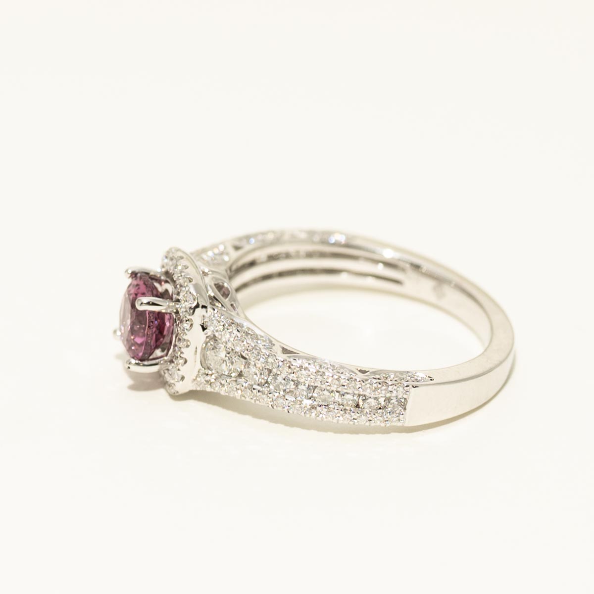 Pink Spinel Halo Ring in 14kt White Gold with Diamonds (0.81ct tw)