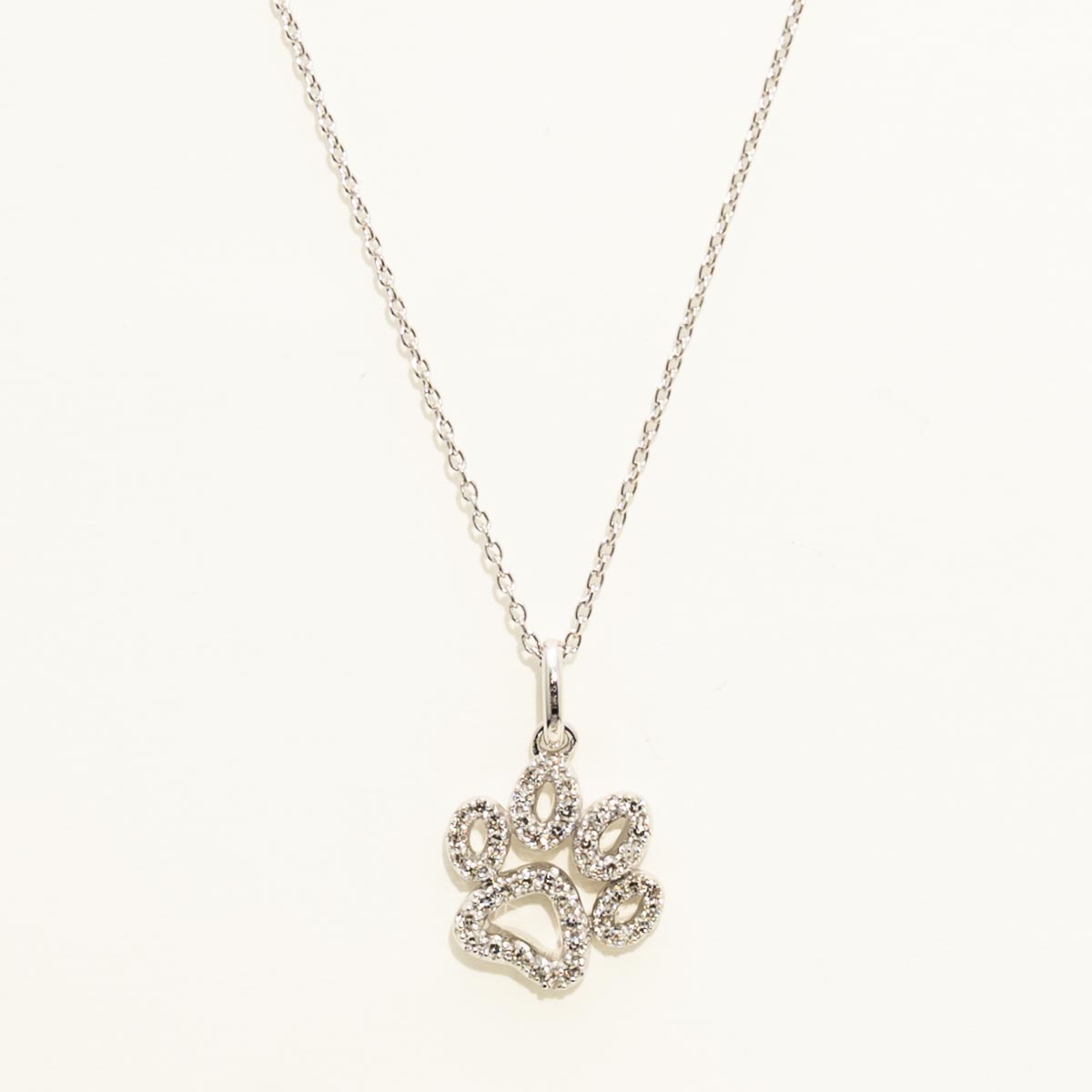Diamond Paw Necklace in 10kt White Gold (1/7ct tw)