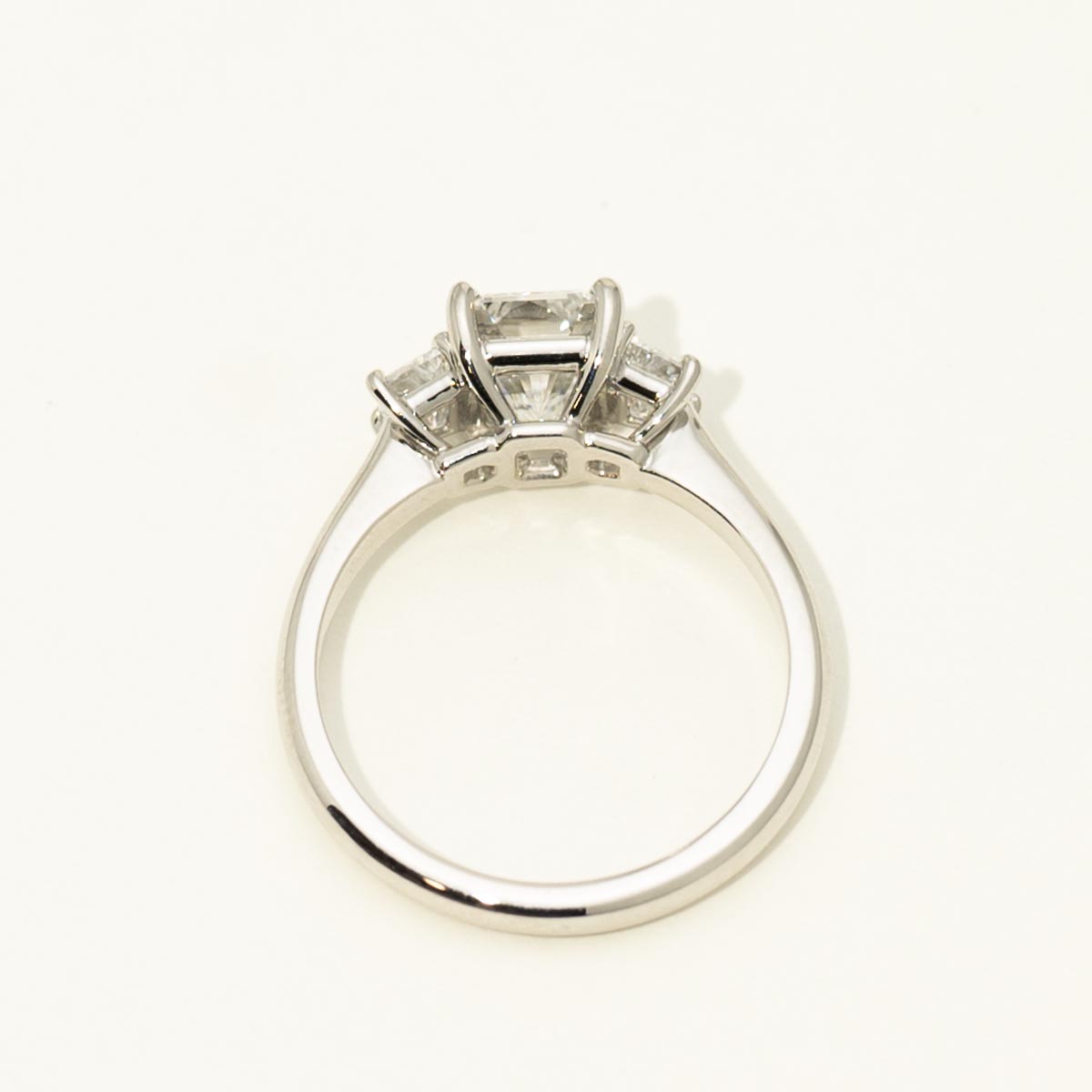 Radiant and Trapezoid Three Stone Diamond Engagement Ring in Platinum (2ct tw)