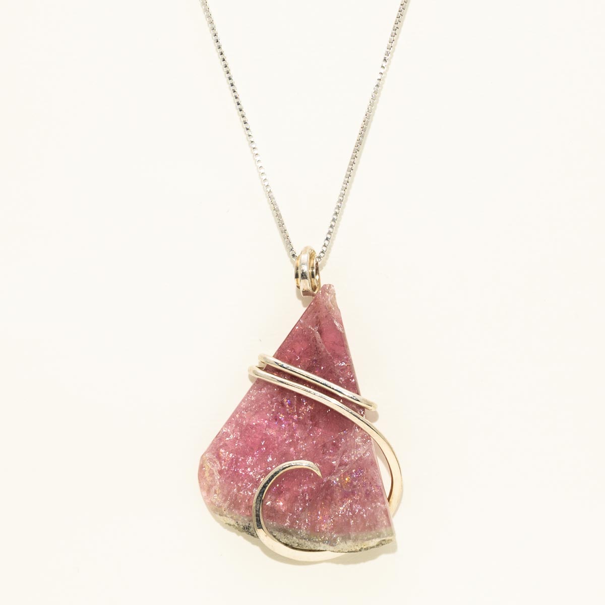 Maine Bicolor Tourmaline Necklace in Sterling Silver