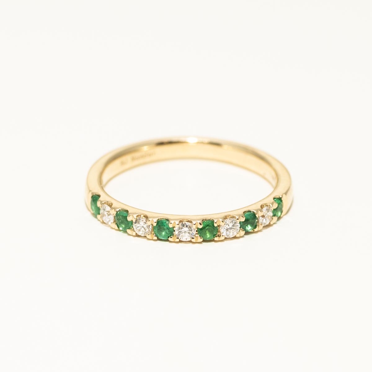 Emerald and Diamond Band in 14kt Yellow Gold (1/5ct tw)
