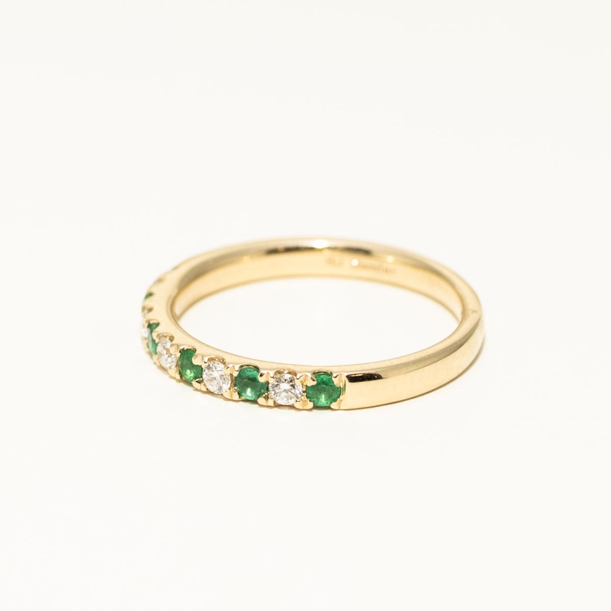 Emerald and Diamond Band in 14kt Yellow Gold (1/5ct tw)
