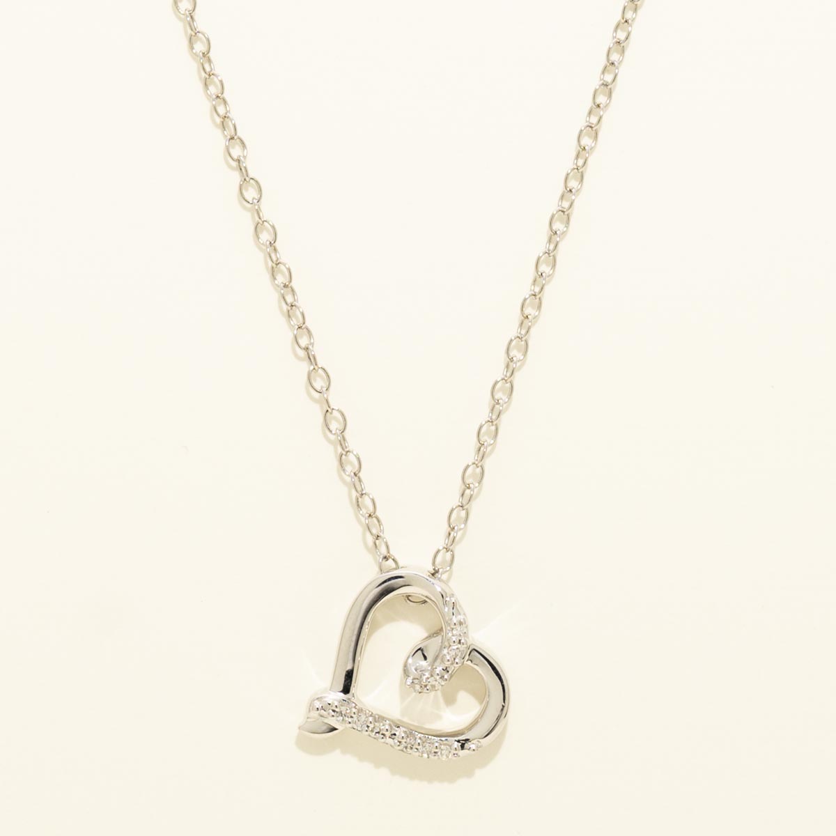 Heart Necklace in Sterling Silver with Diamonds (.03ct tw)