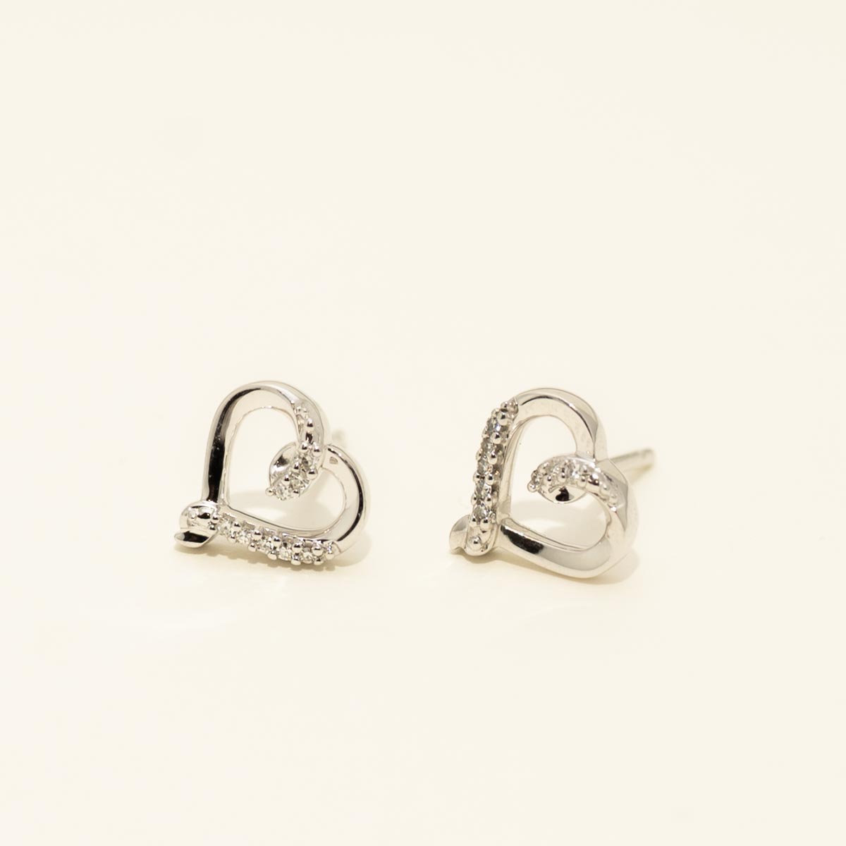 Diamond Heart Stud Earrings in Sterling Silver (1/20ct tw)