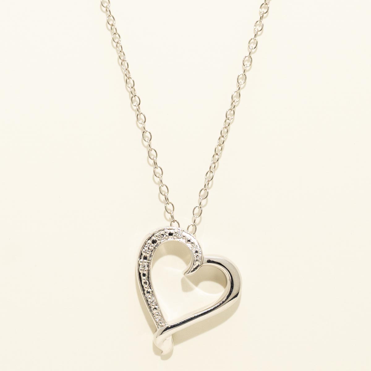 Heart Necklace in Sterling Silver with Diamonds (.03ct tw)