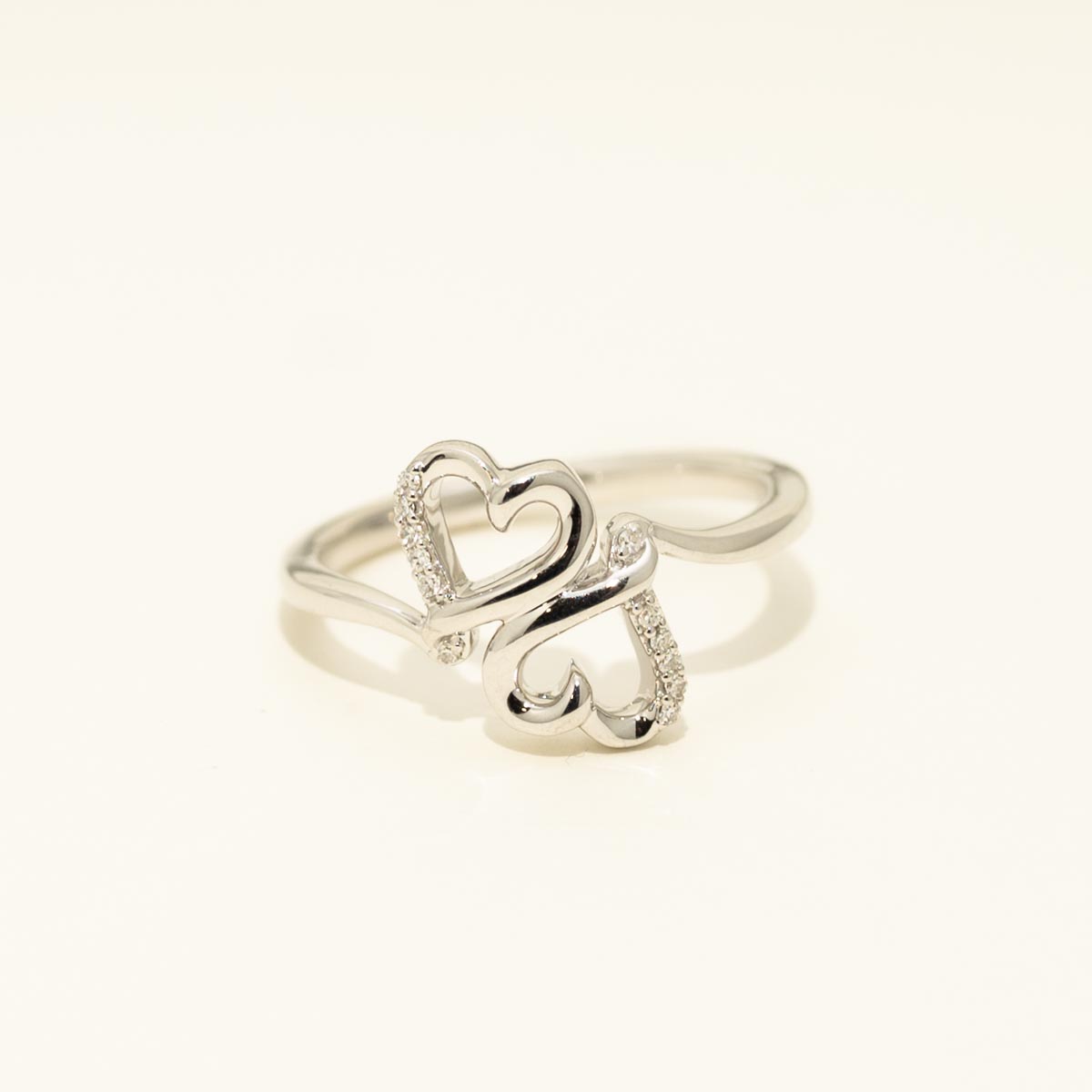 Diamond Double Heart Ring in Sterling Silver (1/20ct tw)