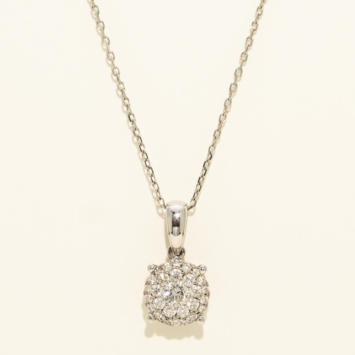Double Halo Diamond Necklace in 14kt White Gold (3/8ct tw)
