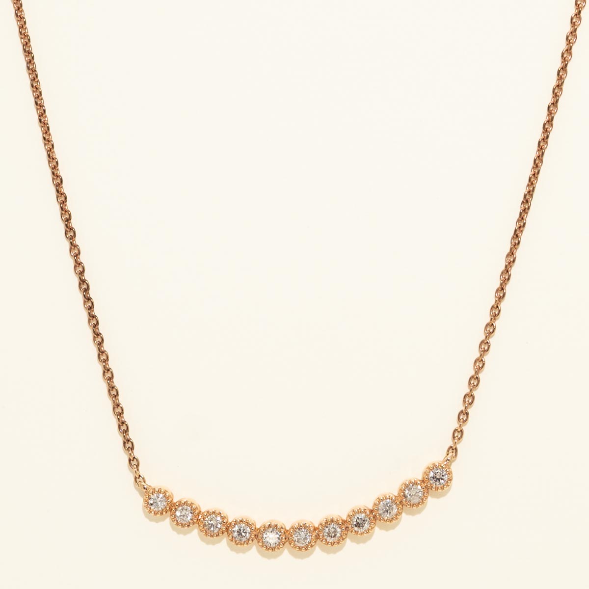 Diamond Curved Bezel  Necklace in 14kt Rose Gold (1/4ct tw)
