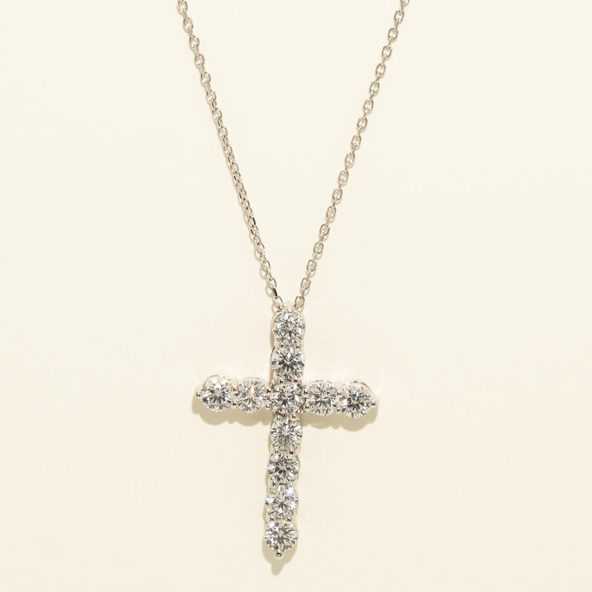 Diamond Cross Necklace in 14kt White Gold (1ct tw)