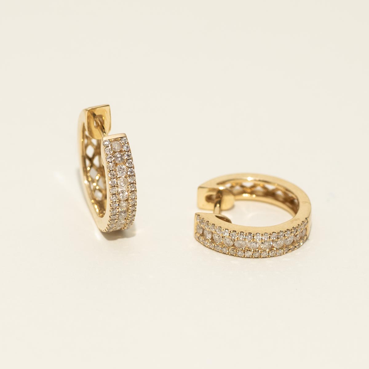 Diamond Channel Hoop Earrings in 14kt Yellow Gold (1/2ct tw)