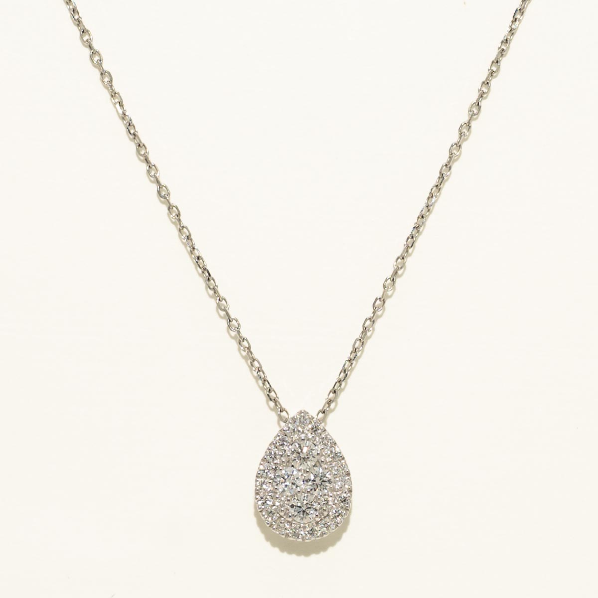 Pear Shape Diamond Cluster Necklace in 14kt White Gold (1/3ct tw)