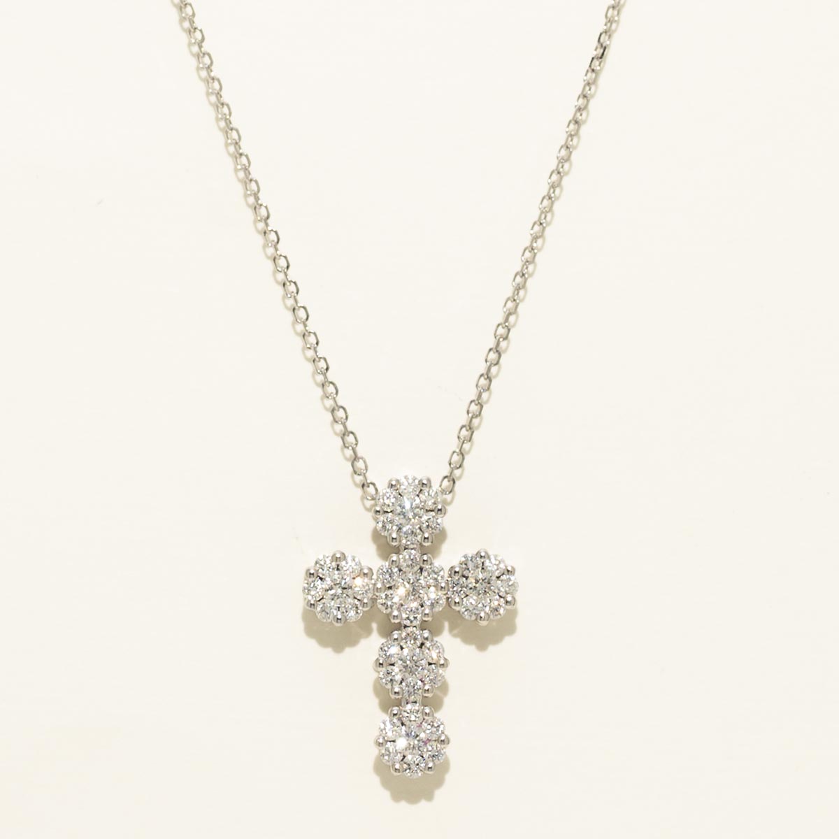 Diamond Cluster Cross Necklace in 14kt White Gold (1/2ct tw)