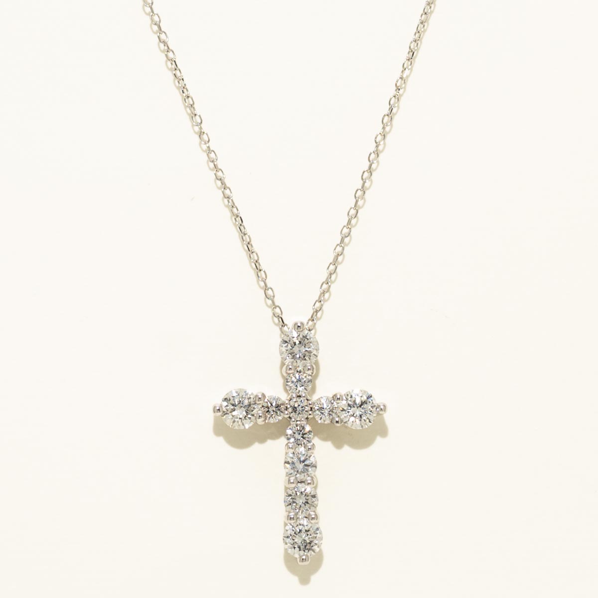 Diamond Cross Necklace in 14kt White Gold (1ct tw)