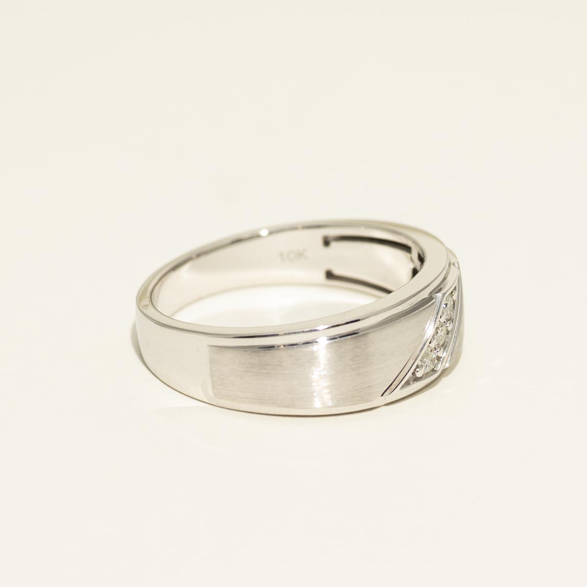 Mens Diamond Band in 10kt White Gold (1/10ct tw)