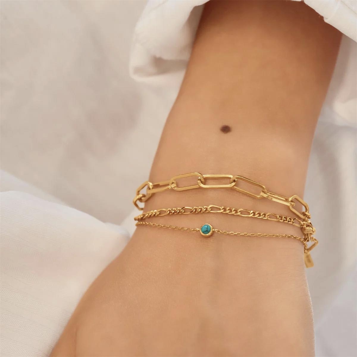 Ania Haie Lab Created Turquoise Bracelet in Sterling Silver with 14kt Yellow Gold Plate