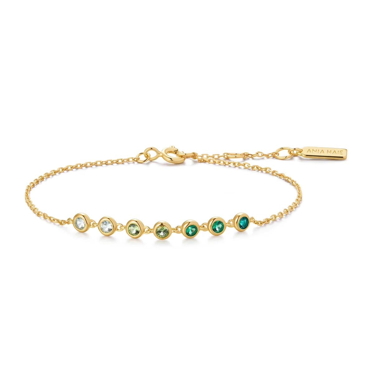 Ania Haie Green Cubic Zirconia Bracelet in Sterling Silver with 14kt Yellow Gold Plate