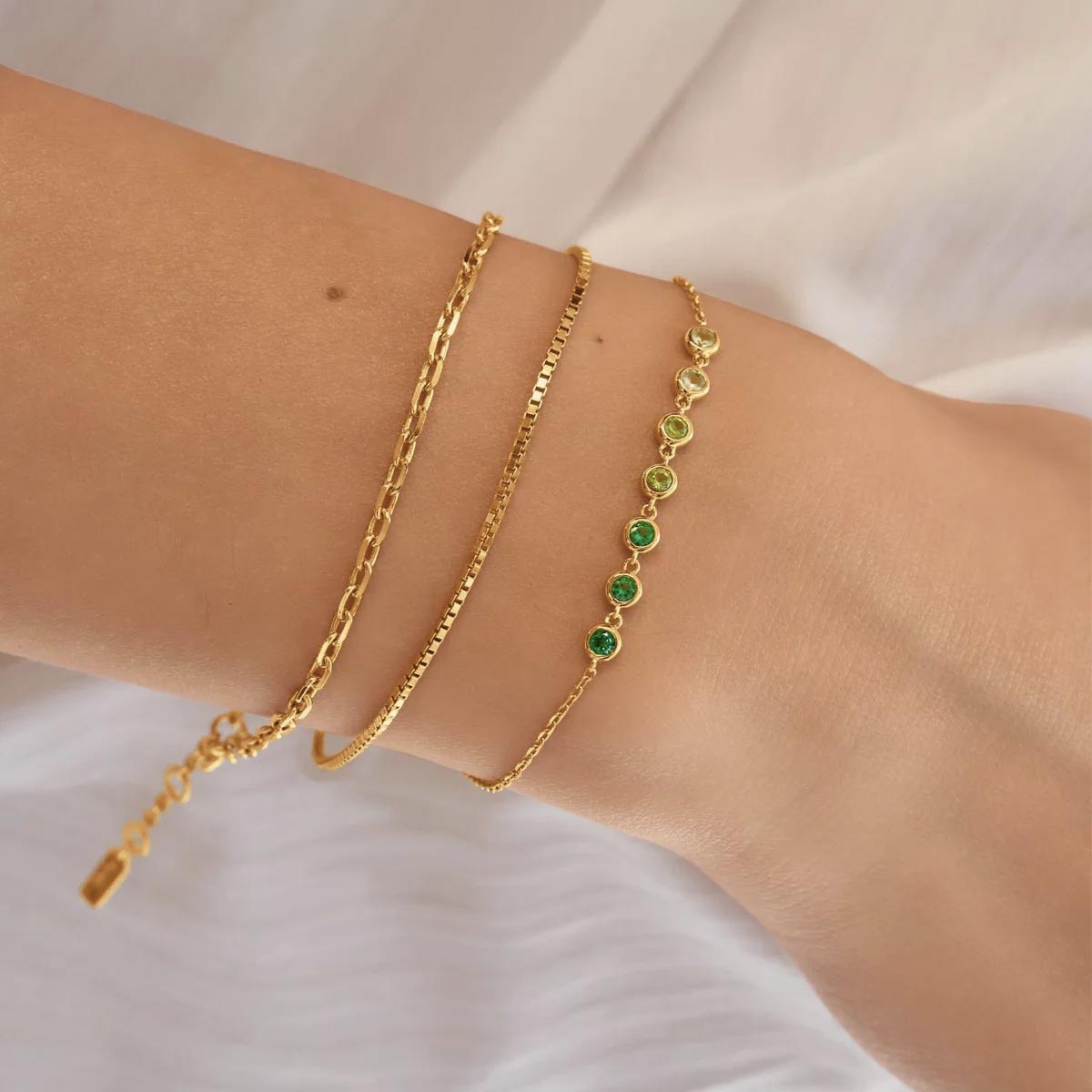 Ania Haie Green Cubic Zirconia Bracelet in Sterling Silver with 14kt Yellow Gold Plate
