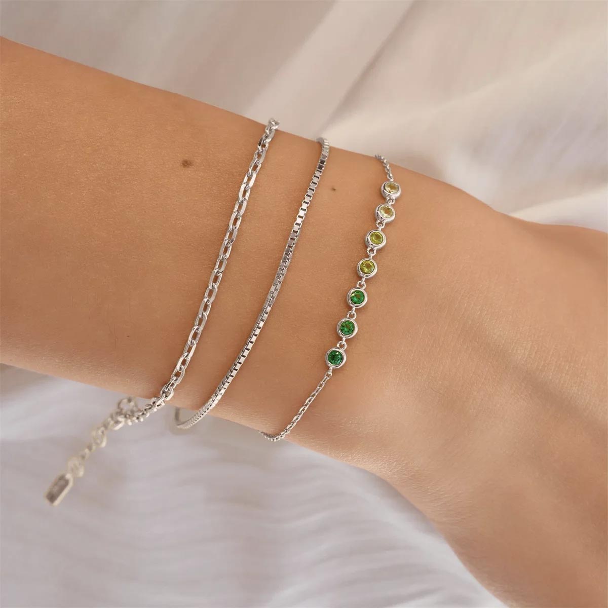 Ania Haie Green Cubic Zirconia Bracelet in Sterling Silver
