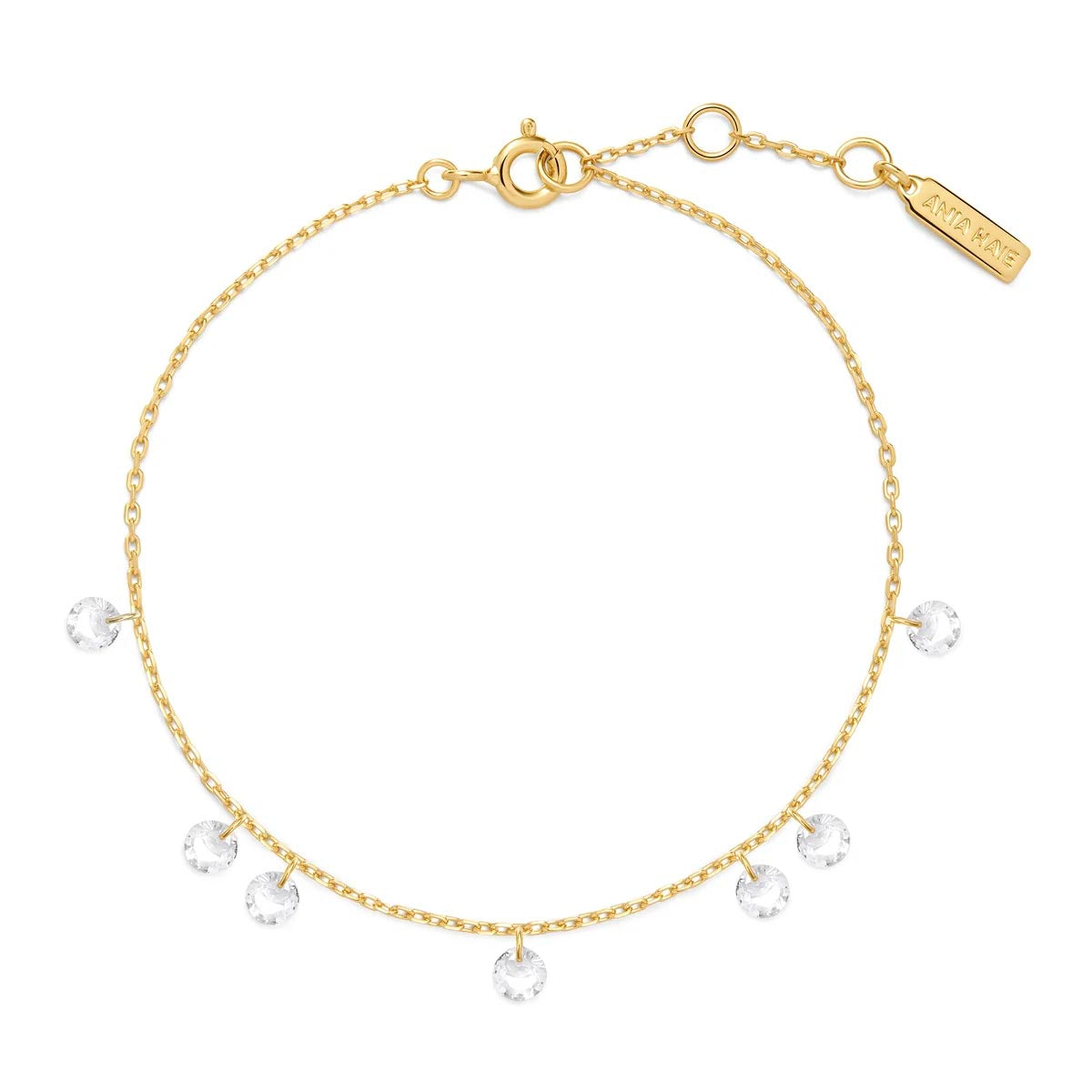 Ania Haie Cubic Zirconia Droplet Station Bracelet in Sterling Silver with 14kt Yellow Gold Plate