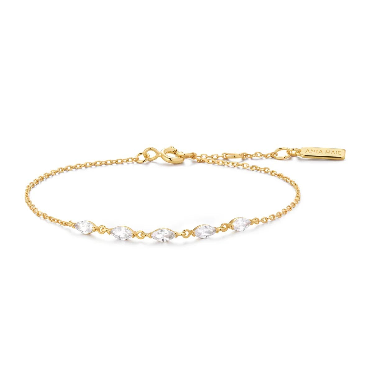 Ania Haie Marquise Cubic Zirconia Bracelet in Sterling Silver with 14kt Yellow Gold Plate