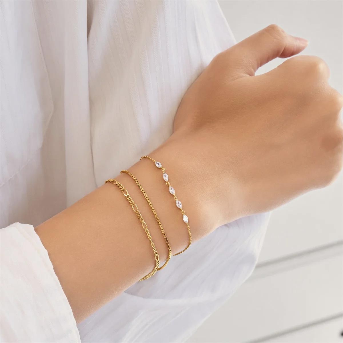 Ania Haie Marquise Cubic Zirconia Bracelet in Sterling Silver with 14kt Yellow Gold Plate