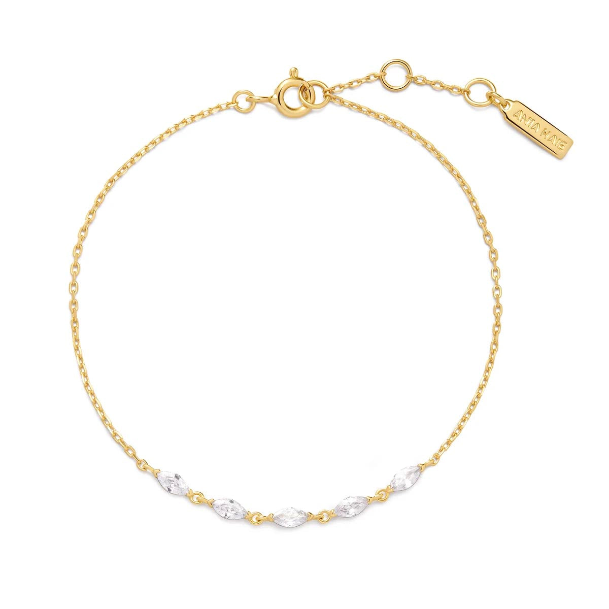 Ania Haie Marquise Cubic Zirconia Bracelet in Sterling Silver with 14kt Yellow Gold Plate