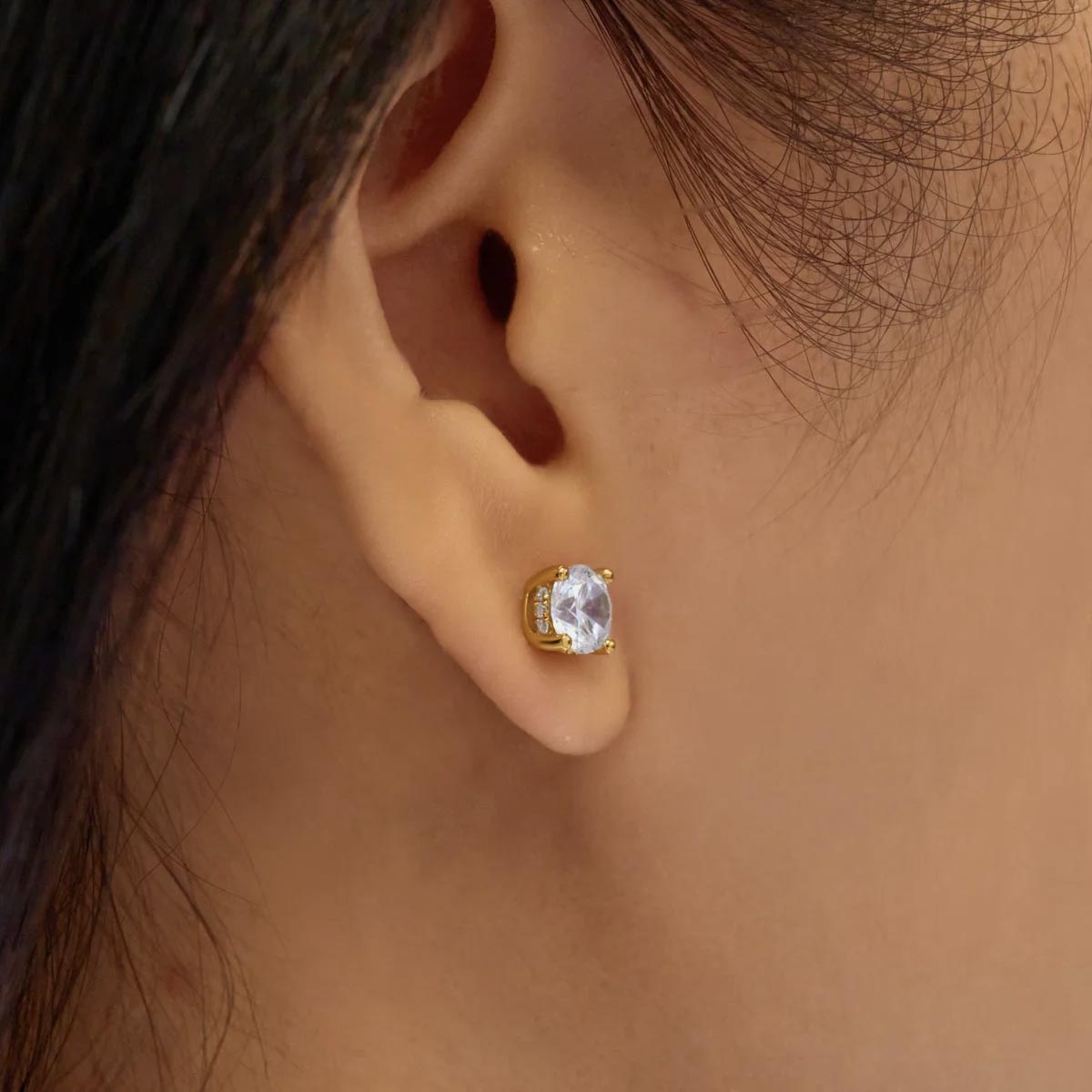 Ania Haie Cubic Zirconia Stud Earrings in Sterling Silver with 14kt Gold Plate